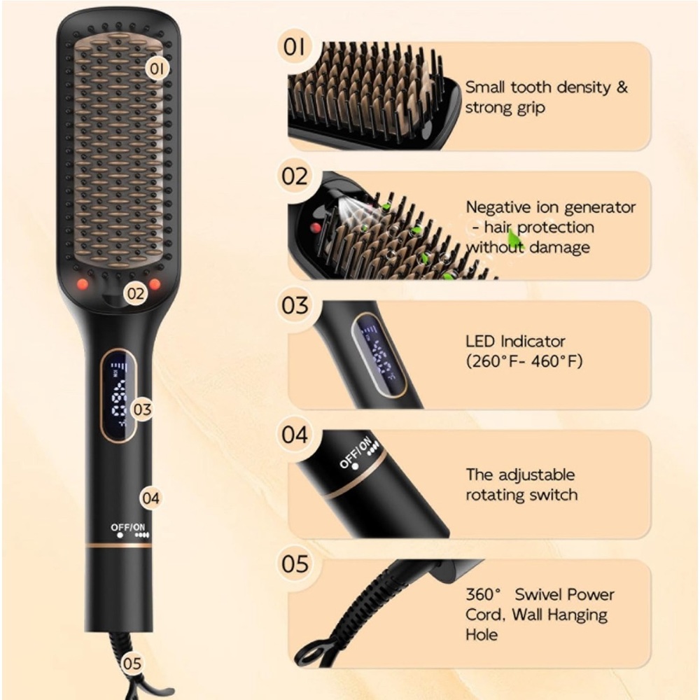 Hair straightening brush